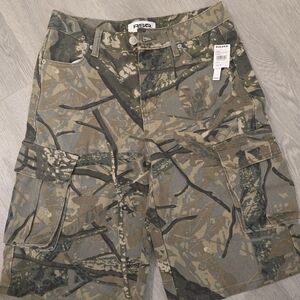 RSQ Womens Green and Brown Camouflage Cargo Shorts